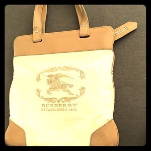 Burberry White Canvas Tote